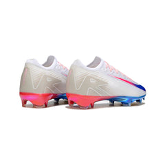 Chuteira Campo FG Nike Air Zoom Mercurial Vapor 16 Elite Branca, Azul e Laranja Infantil
