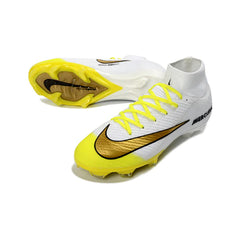 Chuteira Campo FG Nike Air Zoom Mercurial Superfly 10 Elite Branca e Amarela