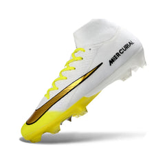 Chuteira Campo FG Nike Air Zoom Mercurial Superfly 10 Elite Branca e Amarela