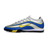 Chuteira Society Nike Zoom Mercurial Vapor 16 Elite TF Cinza, Azul e Amarelo R9