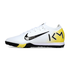 Chuteira Society Nike Zoom Mercurial Vapor 16 Elite TF Branco e Amarelo Mbappe Pack