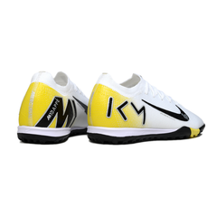 Chuteira Society Nike Zoom Mercurial Vapor 16 Elite TF Branco e Amarelo Mbappe Pack