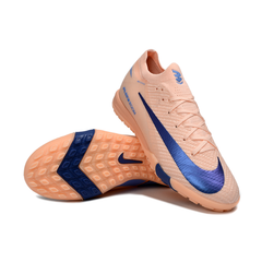 Chuteira Society TF Nike Mercurial Vapor 16 Elite Rosa e Azul Infantil