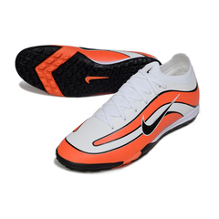 Chuteira Society Nike Zoom Mercurial Vapor 16 Elite TF Branco, Laranja e Preto
