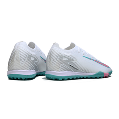 Chuteira Society Nike Zoom Mercurial Vapor 16 Elite TF Branco, Azul e Rosa