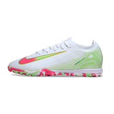Chuteira Society Nike Zoom Mercurial Vapor 16 Elite TF Branco, Verde e Rosa