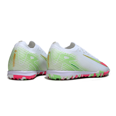 Chuteira Society Nike Zoom Mercurial Vapor 16 Elite TF Branco, Verde e Rosa