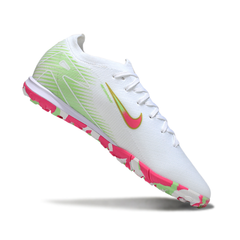 Chuteira Society Nike Zoom Mercurial Vapor 16 Elite TF Branco, Verde e Rosa