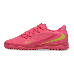 Chuteira Society Nike Phantom 6 Academy TF Rosa e Verde Fluorescente