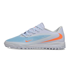 Chuteira Society Nike Phantom 6 Academy TF Branco Azul e Laranja