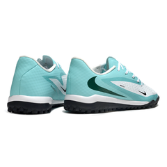 Chuteira Society Nike Phantom 6 Academy TF Branco e Azul Claro