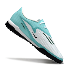 Chuteira Society Nike Phantom 6 Academy TF Branco e Azul Claro
