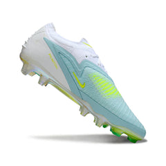 Chuteira Campo FG Nike Phantom 6 Elite Branca, Azul-Clara e Amarela