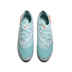Chuteira Campo FG Nike Phantom 6 Elite Branca, Azul-Clara e Laranja Infantil