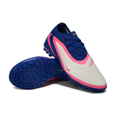 Chuteira Society TF Nike Phantom 6 Pro Azul, Branca e Rosa Infantil