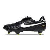 Chuteira Campo Nike Tiempo Legend 5 Elite Preta e Branca SG Trava Mista