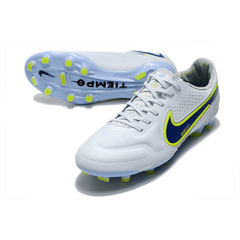 Chuteira Campo FG Nike Tiempo Legend 9 Elite Branca e Azul