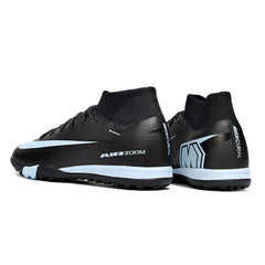Chuteira Society TF Nike Zoom Mercurial Superfly 10 Elite Preta e Azul-Clara Turf Infantil
