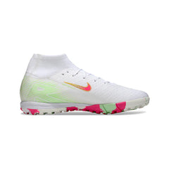 Chuteira Society TF Nike Zoom Mercurial Superfly 10 Elite Infantil Branca, Rosa e Verde