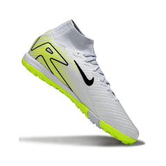Chuteira Society TF Nike Zoom Mercurial Superfly 10 Elite Infantil Branca e Verde Fluorescente