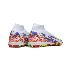 Chuteira Society TF Nike Zoom Mercurial Superfly 10 Elite Infantil Branca e Roxa