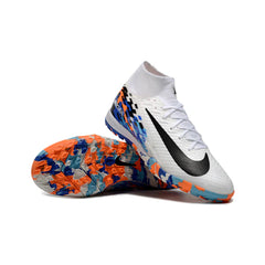 Chuteira Society TF Nike Zoom Mercurial Superfly 10 Elite Branca e Azul Turf Infantil