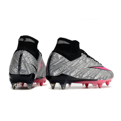 Chuteira Campo Molhado SG Nike Zoom Mercurial Superfly 9 Elite Cinza e Rosa