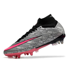 Chuteira Campo Molhado SG Nike Zoom Mercurial Superfly 9 Elite Cinza e Rosa