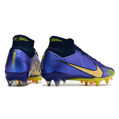 Chuteira Campo Molhado SG Nike Zoom Mercurial Superfly 9 Elite Roxa e Amarela