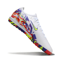 Chuteira Society TF Nike Zoom Mercurial Vapor 16 Elite Branca, Roxa e Vermelha Infantil
