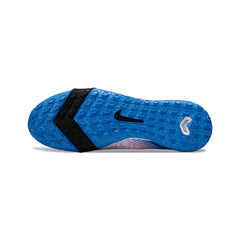 Chuteira Society TF Nike Zoom Mercurial Vapor 16 Elite Infantil Branca e Azul
