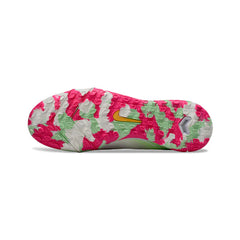 Chuteira Society TF Nike Zoom Mercurial Vapor 16 Elite Branca, Rosa-Clara e Verde Infantil