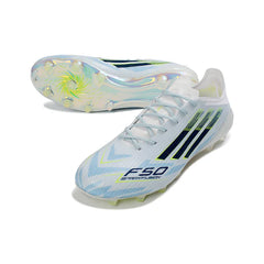 Chuteira Campo FG Adidas F50 Elite Azul-Clara, Branca e Preta