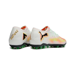 Chuteira Campo Sintético AG Puma Future 8 Low Cut Branca, Laranja e Amarela