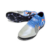 Chuteira Campo Sintético AG Puma Future 8 Low Cut Branca e Azul
