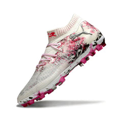 Chuteira Campo Sintético AG Puma Future 8 Branca e Rosa