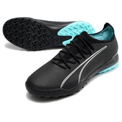 Chuteira Society TF Puma Ultra Ultimate Preta e Azul