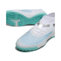 Chuteira Society TF Puma Future 8 Branca e Azul-Clara