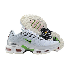 Nike Air Max Plus TN White, Silver and Green Sneakers