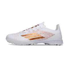 Chuteira Society TF Adidas F50 Coral Blaze Branca Infantil