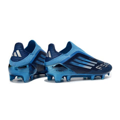Chuteira Campo FG Adidas F50 Elite Sem Cadarço Azul e Preta Infantil