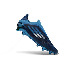 Chuteira Campo FG Adidas F50 Elite Sem Cadarço Azul e Preta Infantil