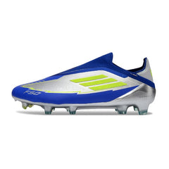 Chuteira Campo FG Adidas F50 Elite Sem Cadarço Azul e Prateado