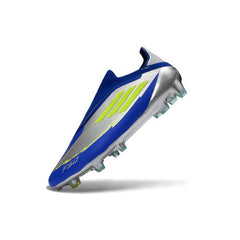 Chuteira Campo FG Adidas F50 Elite Sem Cadarço Azul e Prateado
