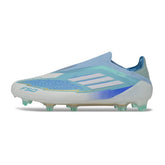 Chuteira Campo FG Adidas F50 Elite Sem Cadarço Azul Claro
