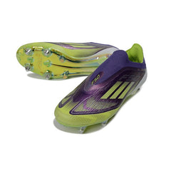 Chuteira Campo Molhado SG Adidas F50 Elite Sem Cadarço Roxa e Verde