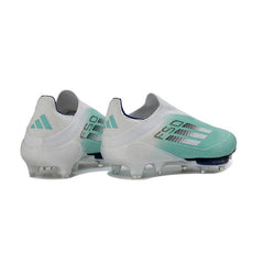 Chuteira Campo FG Adidas F50+ Elite Sem Cadarço Prateada e Branca