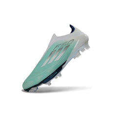 Chuteira Campo FG Adidas F50+ Elite Sem Cadarço Prateada e Branca