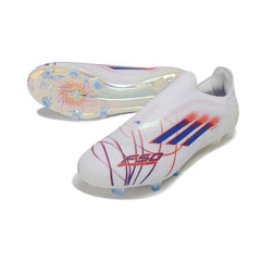 Chuteira Campo FG Adidas F50 Elite Sem Cadarço Branco e Azul