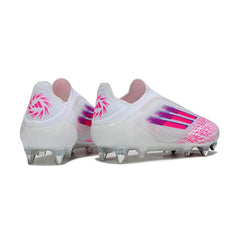 Chuteira Campo Molhado SG Adidas F50 Elite Sem Cadarço Branca e Rosa